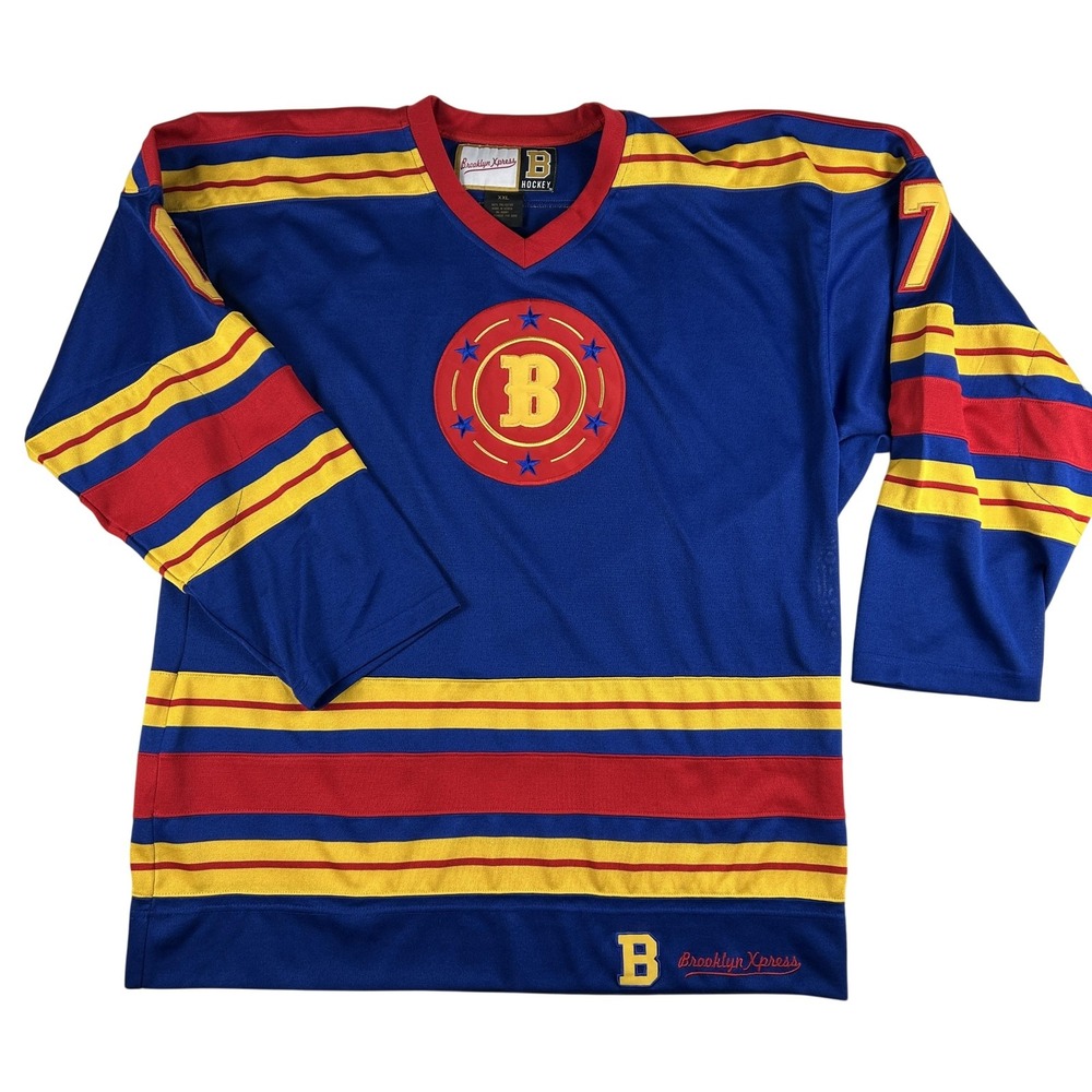 Vintage Brooklyn Xpress Hockey Jersey Mens‎ 2XL 70 Brooklyn Striped Throwback